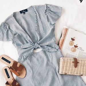 Seaport Navy Tie Front dress from Lulus